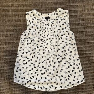 Talbots White and Black Floral Blouse